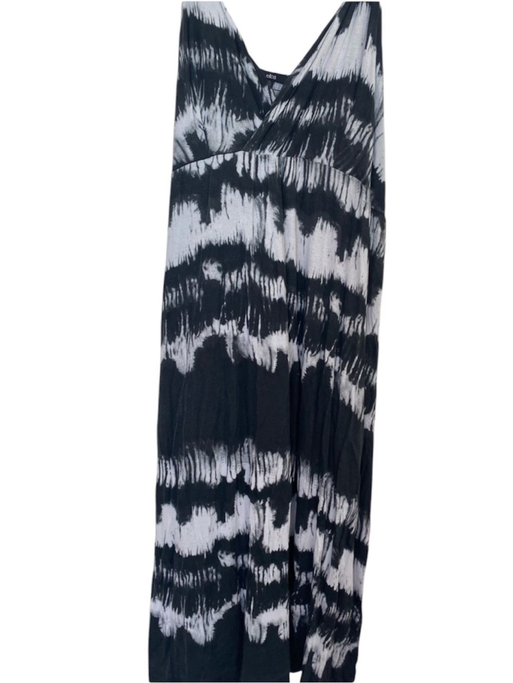 ellos size 4x Black & White Tie-Dye Maxi Dress adjustable spaghetti straps